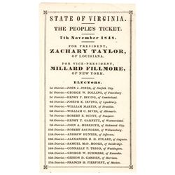 1848 Old Rough and Ready, Taylor Presidential Campaign Ballot, State of Virginia
