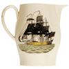 Image 1 : 1792 Multicolor Liverpool Pitcher, American Flag Ship Tribute Poem to WASHINGTON