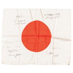 WWII Japanese Flag Inscribed with Pacific Campaign Personal Correspondence