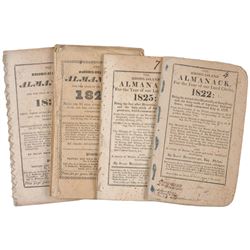 Four Rhode Island Almanacks by Isaac Bickerstaff Dated 1822, 1825, 1827 and 1831
