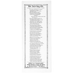 1876 New Year’s Song, 1876, Published by Bell and Company, San Francisco