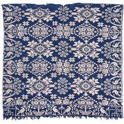 Signed and Dated Design Jacquard Coverlet: Woove Newark Ohio by G. Stich 1840