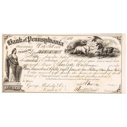 1850s Two Engraved Exchange Certificates by Danforth, Wright and Company