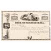 Image 1 : Two 1851 Stock Certificates for the Bank of Pennsylvania, Issued and One Proof