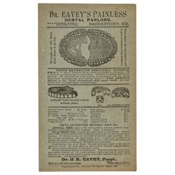 c. 1890s Graphic PAINLESS Dental Advertising Broadside