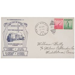1939-40 Last Day Of Service - Postally Used Commemorative Worlds Fair Envelope