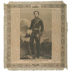 1860 Historic Boston Commemorative Prince of Wales Visit Printed Silk Textile