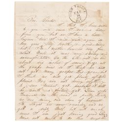 May 1857 PLUM VALLEY, CA Letter: six inches of snow, froze all the grapevines...