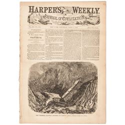 1859 Harpers Weekly with an Engraved Map: Map of the Route to Pike’s Peak.