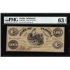 Image 1 : 1861 $100 State of Florida Tallahassee Cr.2 Obsolete Note PMG Ch. Uncirculated 63EPQ