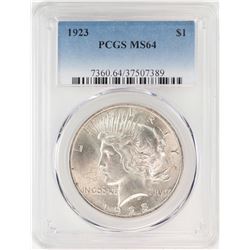 1923 $1 Peace Silver Dollar Coin PCGS MS64