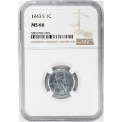 1943-S Steel Lincoln Wheat Cent Coin NGC MS66