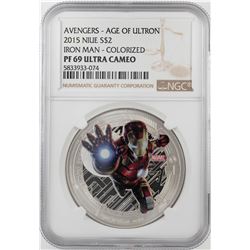 2015 Niue $2 Proof Avengers Age of Ultron Iron Man Silver Coin NGC PF69 Ultra Cameo
