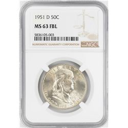 1951-D Franklin Half Dollar Coin NGC MS63FBL