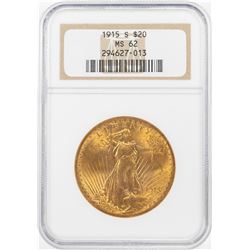 1915-S $20 St. Gaudens Double Eagle Gold Coin NGC MS62