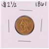 Image 1 : 1861 $2 1/2 Liberty Head Quarter Eagle Gold Coin