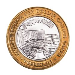 .999 Silver Peppermill Hotel Casino Reno, NV $10 Casino Limited Edition Gaming Token