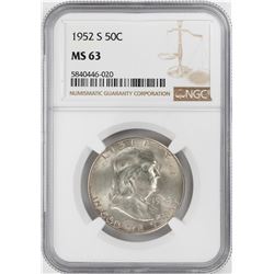1952-S Franklin Half Dollar Coin NGC MS63