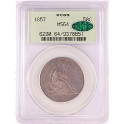 1857 Seated Liberty Half Dollar Coin PCGS MS64 CAC Old Green Holder