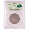 Image 1 : 1857 Seated Liberty Half Dollar Coin PCGS MS64 CAC Old Green Holder