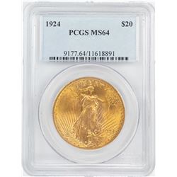 1924 $20 St. Gaudens Double Eagle Gold Coin PCGS MS64
