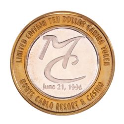 .999 Silver Monte Carlo Las Vegas, Nevada $10 Casino Limited Edition Gaming Token