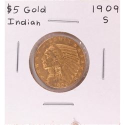 1909-S $5 Indian Head Half Eagle Gold Coin