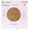 Image 1 : 1909-S $5 Indian Head Half Eagle Gold Coin