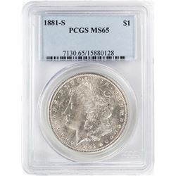 1881-S $1 Morgan Silver Dollar Coin PCGS MS65