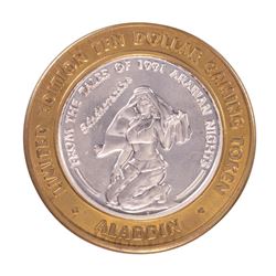 .999 Fine Silver Aladdin Resort & Casino Las Vegas $10 Limited Edition Gaming Token
