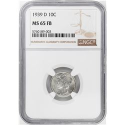 1939-D Mercury Dime Coin NGC MS65FB