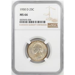 1950-D Washington Quarter Coin NGC MS66