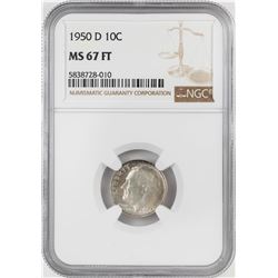 1950-D Roosevelt Dime Coin NGC MS67FT