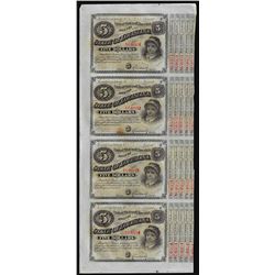 Uncut Sheet of (4) State of Louisiana Baby Bond Obsolete Notes