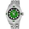 Image 2 : Rolex Ladies Stainless Steel Green Vignette Diamond & Emerald Datejust Wristwatch