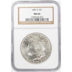 1881-S $1 Morgan Silver Dollar Coin NGC MS66