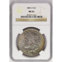 1885-O $1 Morgan Silver Dollar Coin NGC MS63 Amazing Toning