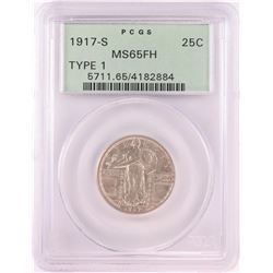 1917-S Type 1 Standing Liberty Quarter Coin PCGS MS65FH Old Green Holder