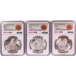Lot of 1977-1979 Mexico 100 Pesos Silver Coins NGC MS66
