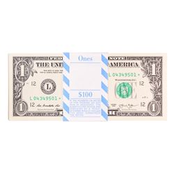 Pack of (100) Consecutive 2013 $1 Federal Reserve STAR Notes San Francisco