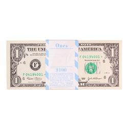 Pack of (100) Consecutive 2003 $1 Federal Reserve STAR Notes Atlanta