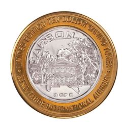 .999 Silver Reno Tahoe International Airport $10 Casino Limited Edition Gaming Token