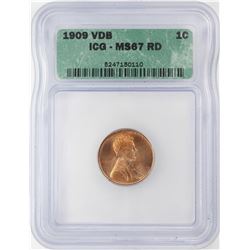 1909 VDB Lincoln Wheat Cent Coin ICG MS67RD