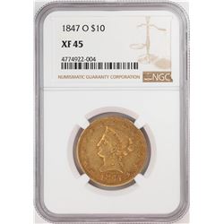 1847-O $10 Liberty Head Eagle Gold Coin NGC XF45