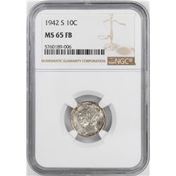 1942-S Mercury Dime Coin NGC MS65FB