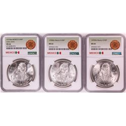 Lot of 1977-1979 Mexico 100 Pesos Silver Coins NGC MS66