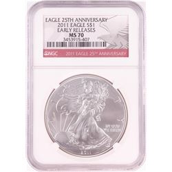 2011 $1 American Silver Eagle Coin NGC MS70 Early Releases