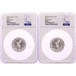 Lot of (2) 2019Mo Mexico 2 Onza Libertad Silver Coins NGC MS69 Early Releases