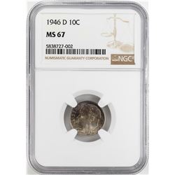 1946-D Roosevelt Dime Coin NGC MS67