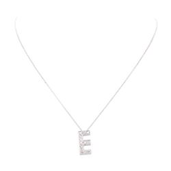 14KT White Gold 0.65 ctw Diamond Letter "E" Pendant with Chain